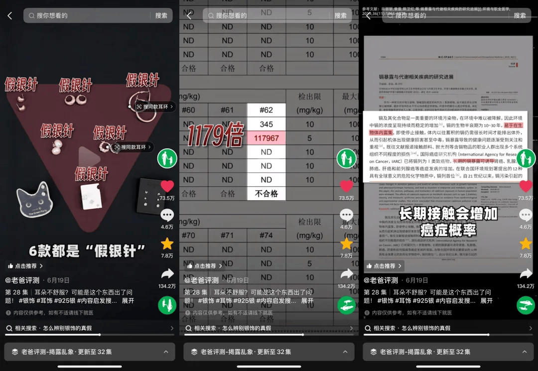 “9.9元假銀飾”背刺消費者：致癌物超標1179倍<strong></p>
<p>檢測報告
</strong>，400塊可買檢測報告:檢測報告
